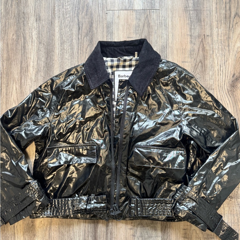 Barbour x Alexa Chung Shiny Black Bomber Jacket - 6